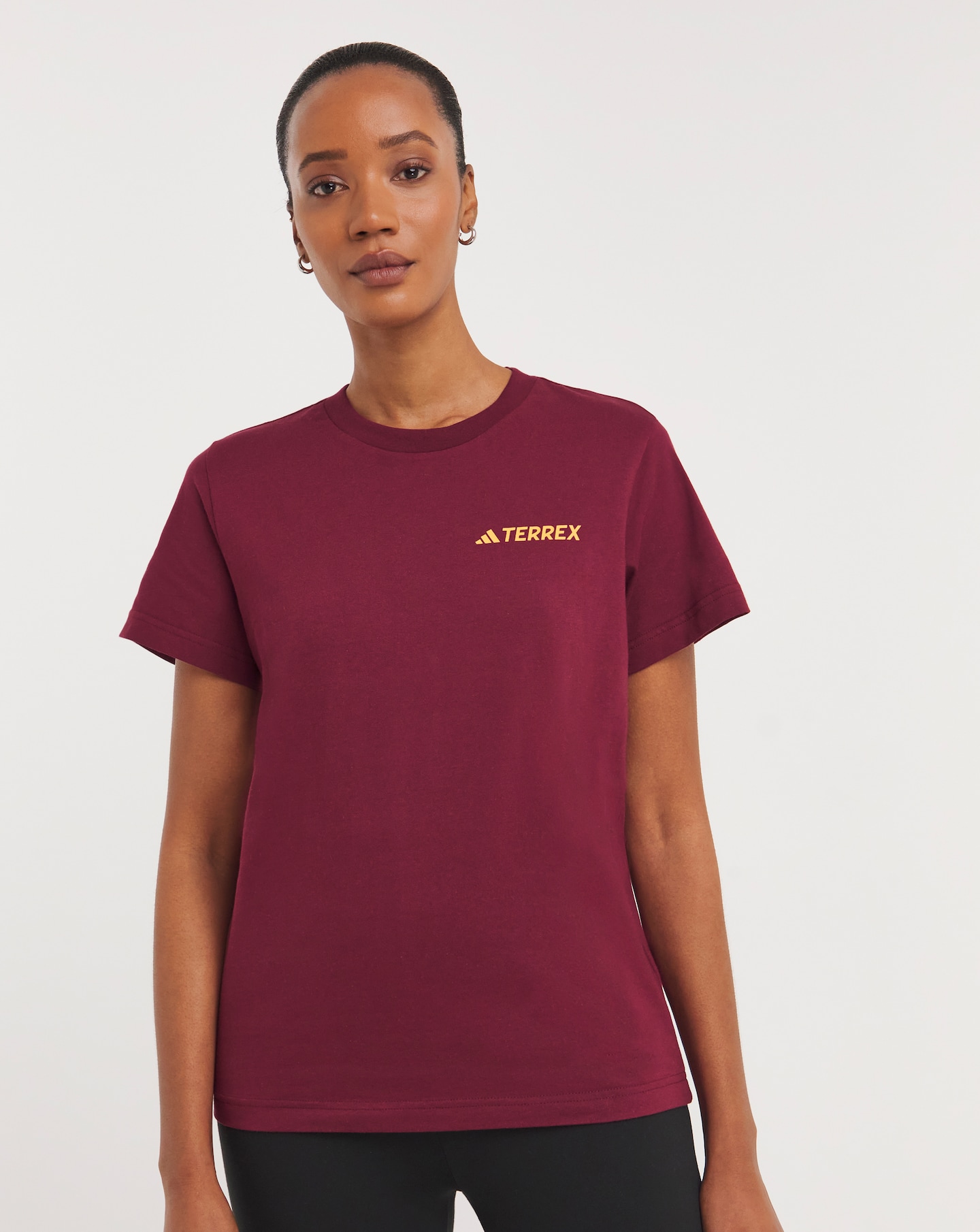 adidas burgundy t shirt women's