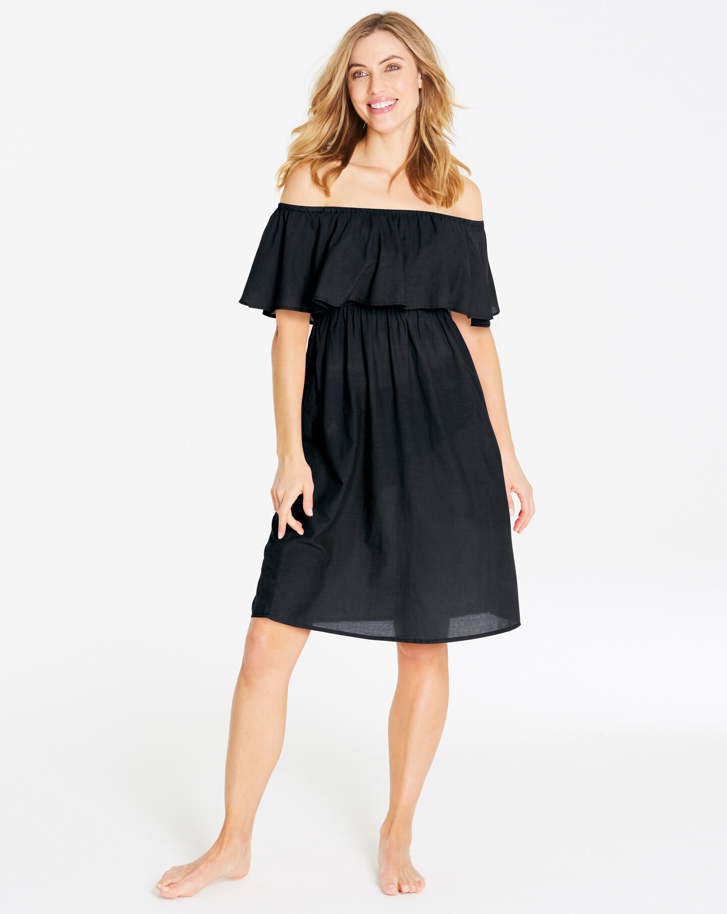 black bardot beach dress